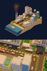 3D simple City Art wok (3D Rendering)