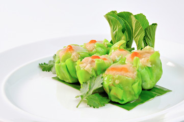  Shrimp Shaomai on white plate