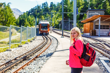 train in the mountains of switzerland