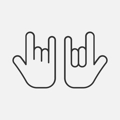 Rock sign line icon. Hand, pointing, finger. Gesturing concept isolated on white background. Vector illustration.