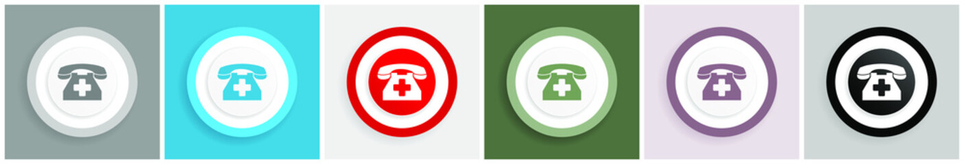 Obraz premium Emergency call icon, phone vector illustrations in 6 colors options for web design and mobile applications in eps 10