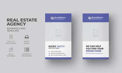 Vertical Business Card Template | Modern Business Card with Blue Color