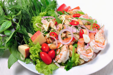 Spicy Lemongrass Salad with Shrimps.