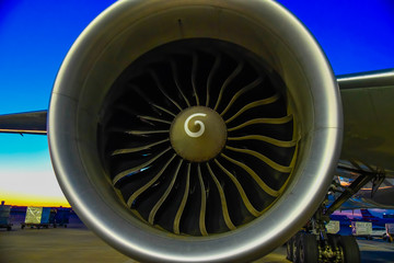 airline jet engine close up