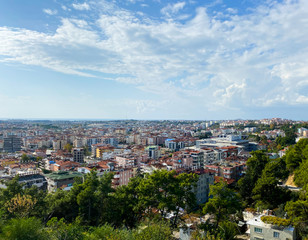 Fototapeta na wymiar View of the Turkish city from the mountain. Turkey. Manavgat. November 12, 2019.