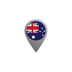 Icon pin illustration, map marker with a stylish Australia country flag in a circle