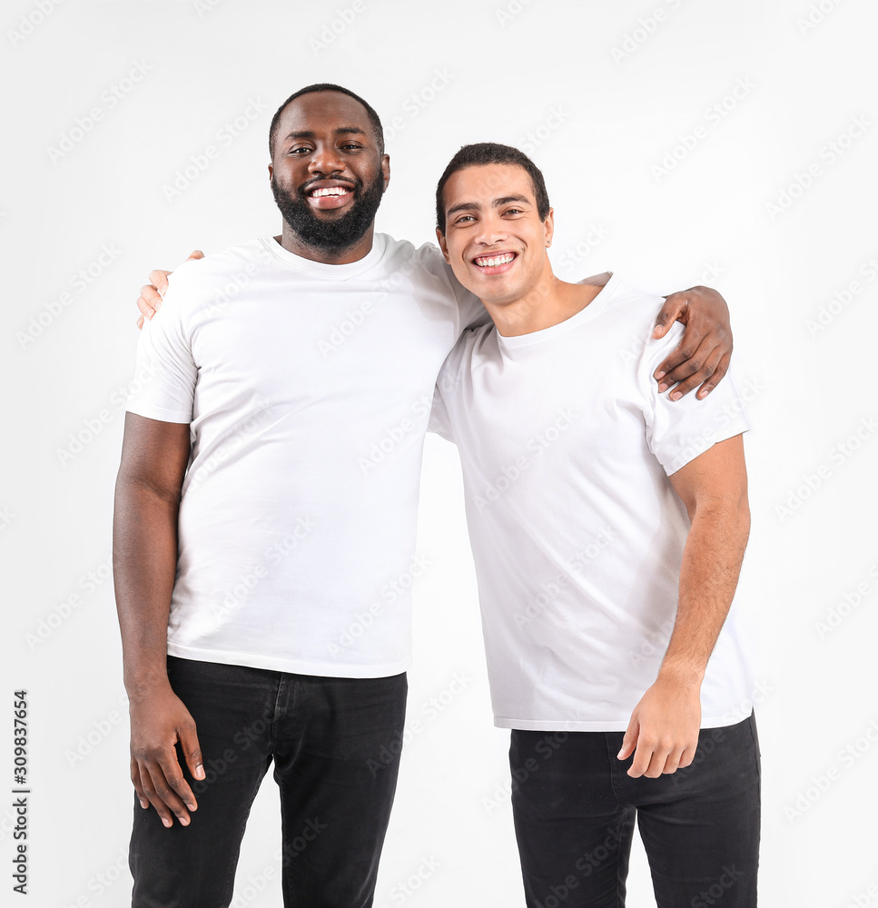 Wall mural portrait of young african-american men on white background