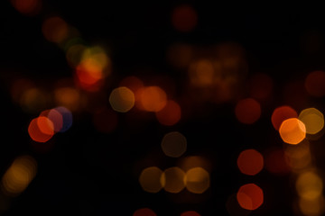 Abstract and blurred background of the big city lights. Bokeh concept