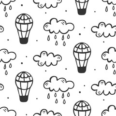 Air balloons seamless pattern
