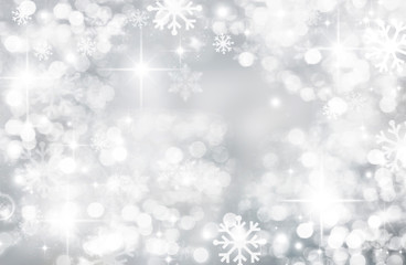 Silver winter bokeh background, blurred, snowflakes, Christmas, December, January, February, gray, white, holiday, new year, glitter