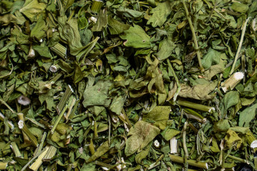 Green dried spices, leaves and stems