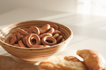 cooking traditional national dish, yeast dough, flour, women hands