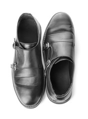 Stylish male shoes on white background