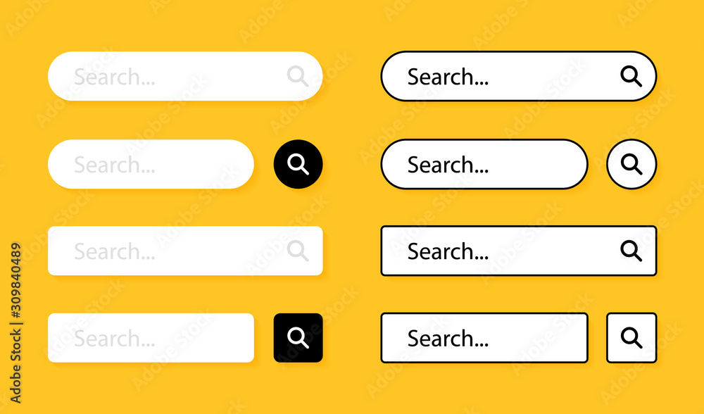 Poster set search bar. web ui design element for web site or browsers. text field and search button. vector