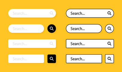 Set Search bar. Web ui design element for web site or browsers. Text field and search button. Vector illustration graphic design