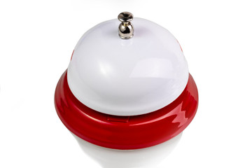 White background. close-up. reception call. hotel service.