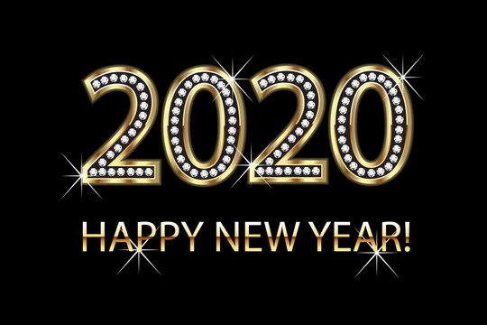 Happy new year 2020 gold background vector