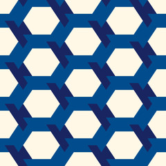 Contemporary honeycomb geometric pattern. Repeated hexagon ornament. Modern mosaic tiles. Seamless surface print
