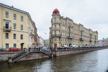 Naklejka premium The Fontanka river and development of the embankment, Saint Petersburg.