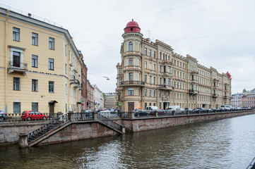 The Fontanka river and development of the embankment, Saint Petersburg.