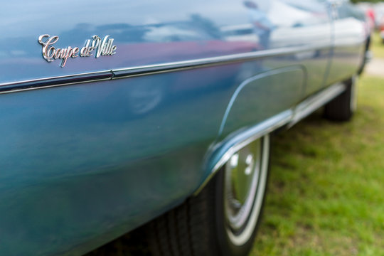 PAAREN IM GLIEN, GERMANY - JUNE 03, 2017: Detail of the Cadillac Coupe de Ville. Exhibition "Die Oldtimer Show".