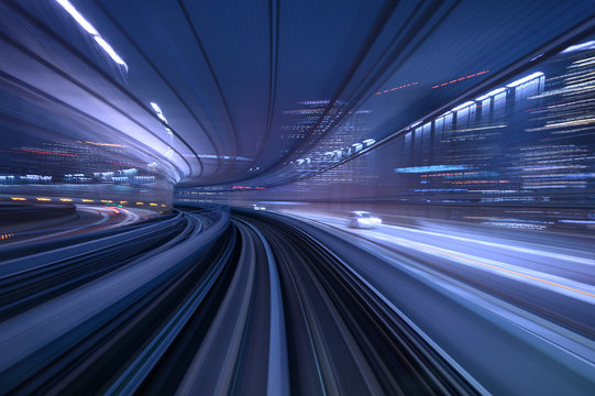 abstract motion blurred long exposure train