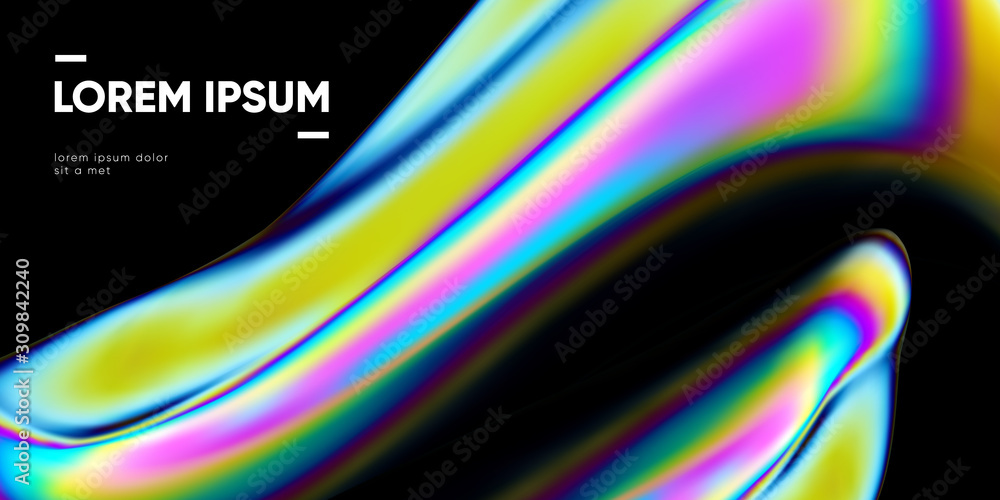 Poster abstract background with thin film interference. glossy shape 3d render. eps10 vector.