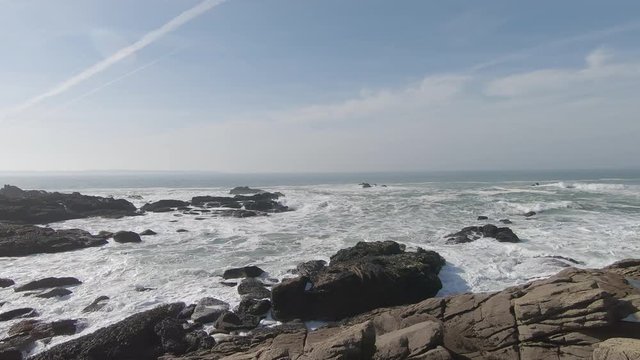 Footage of waves on the Brittany coastline close to Point du Talud. The environmental sound is present