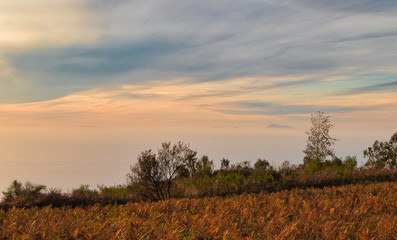 Sunset on the Mediterranean Sea with a view of Sicily.