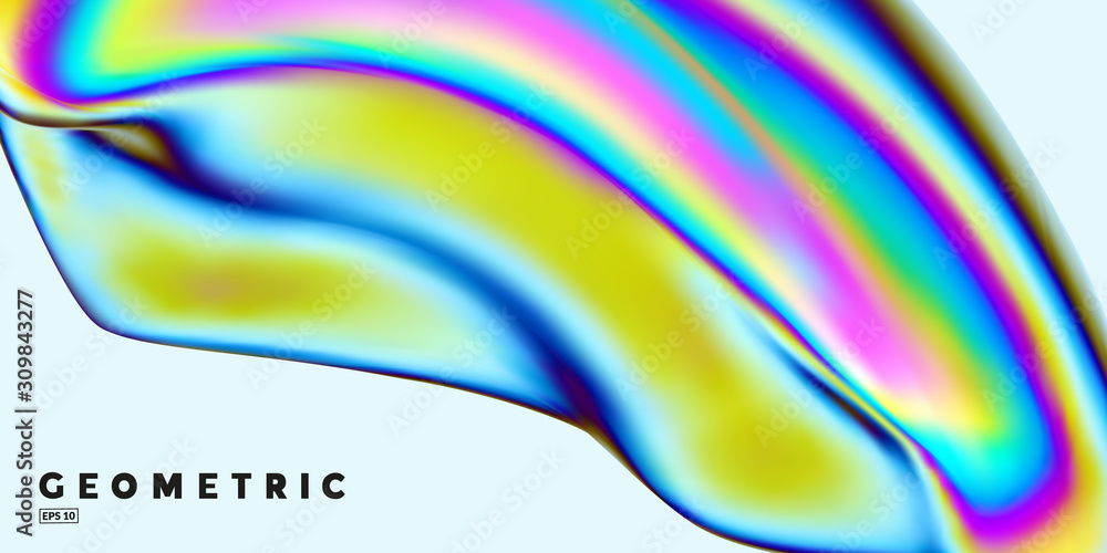 Poster abstract background with thin film interference. glossy shape 3d render. eps10 vector.