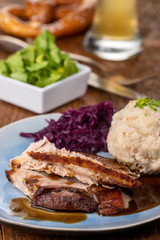 sliced bavarian roasted pork with dumpling
