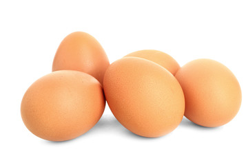 Fresh eggs on white background