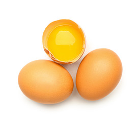 Fresh eggs on white background