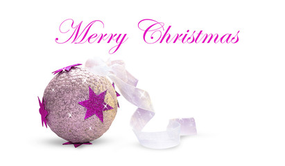 Web banner with Christmas bauble and pink stars