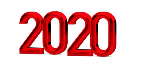 2020 year in red digital 3d