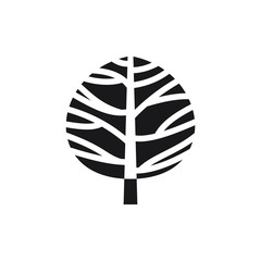 Tree simple black vector icon. Stylized glyph symbol.