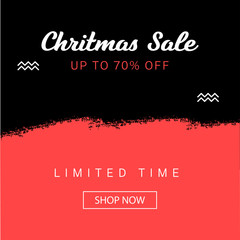 Fototapeta premium Christmas sale banner template, modern new year discount element vector illustration