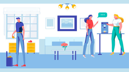 Colleagues, Office Workers in Recreation Room.