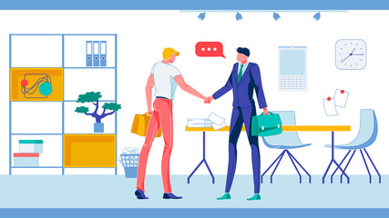 Businessman Shaking Hands in Furnitured Office.