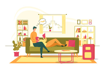 Planing Family Summer Vacation Flat Vector Concept