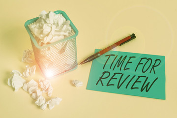 Handwriting text writing Time For Review. Conceptual photo review of a system or situation in its...