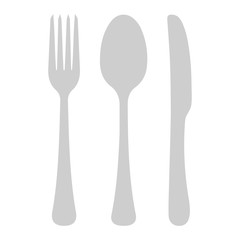 Set of fork spoon and knife graphic symbols.