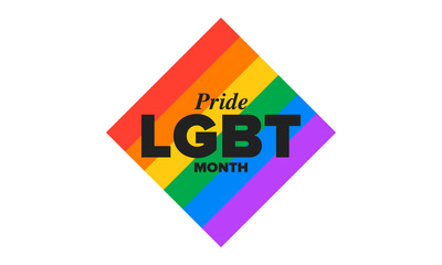LGBT Pride Month in June. Lesbian Gay Bisexual Transgender. Celebrated annual. LGBT flag. Rainbow love concept. Human rights and tolerance. Poster, card, banner and background. Vector ilustration
