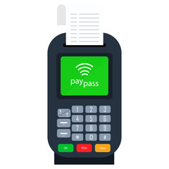 Mobile payments with smartphone. Contactless calculation communication payment terminal concept.