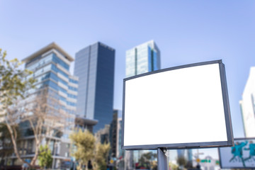 Close-up advertising sign. In white background. Photographed on a summer day.