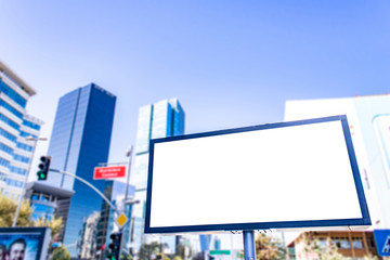 Close-up advertising sign. In white background. Photographed on a summer day.