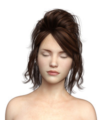 Fototapeta premium Woman Portrait on Isolated White, 3D Rendering