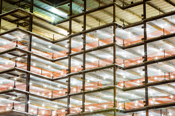 Long exposure photo of Boston under construction at night.