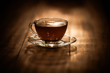 Tea cups with thin cream wafers. Teas with hot smoke. Fine cookies with accompanying special teas.