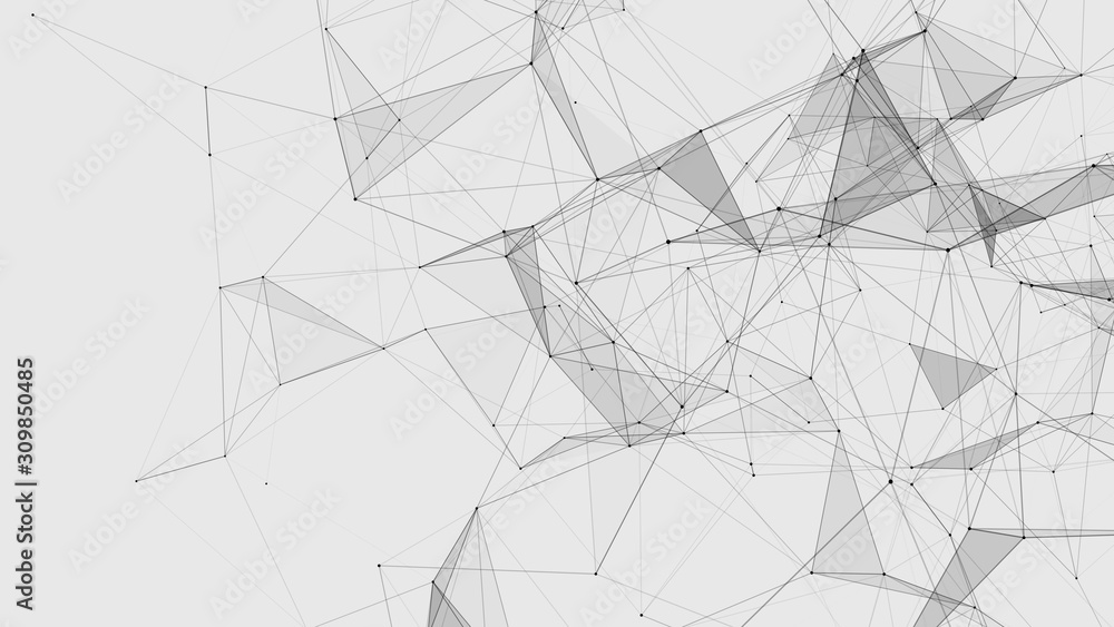 Poster network of connected triangles, dots and lines. digital plexus of particles, lines and triangles. ve